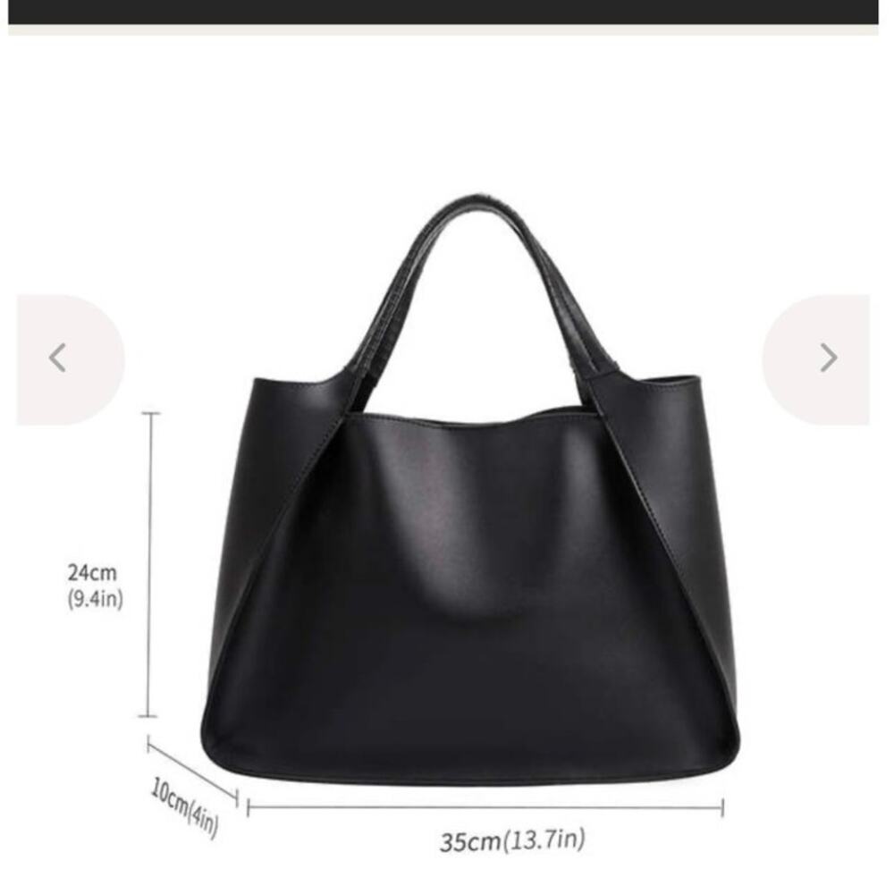 Melie Bianco Megan Recycled Vegan Tote Bag Black Shoulder Strap - Picture 7 of 7